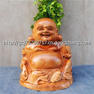 根雕木雕实木精雕工艺品香樟木送礼礼品雕刻弥勒佛摆件AB-7592_世界工厂网